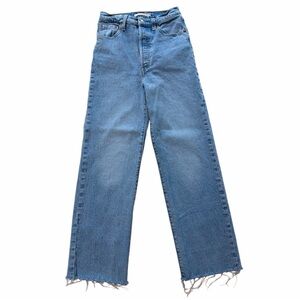 Levi's Ribcage Frayed Hem Straight Leg Jeans